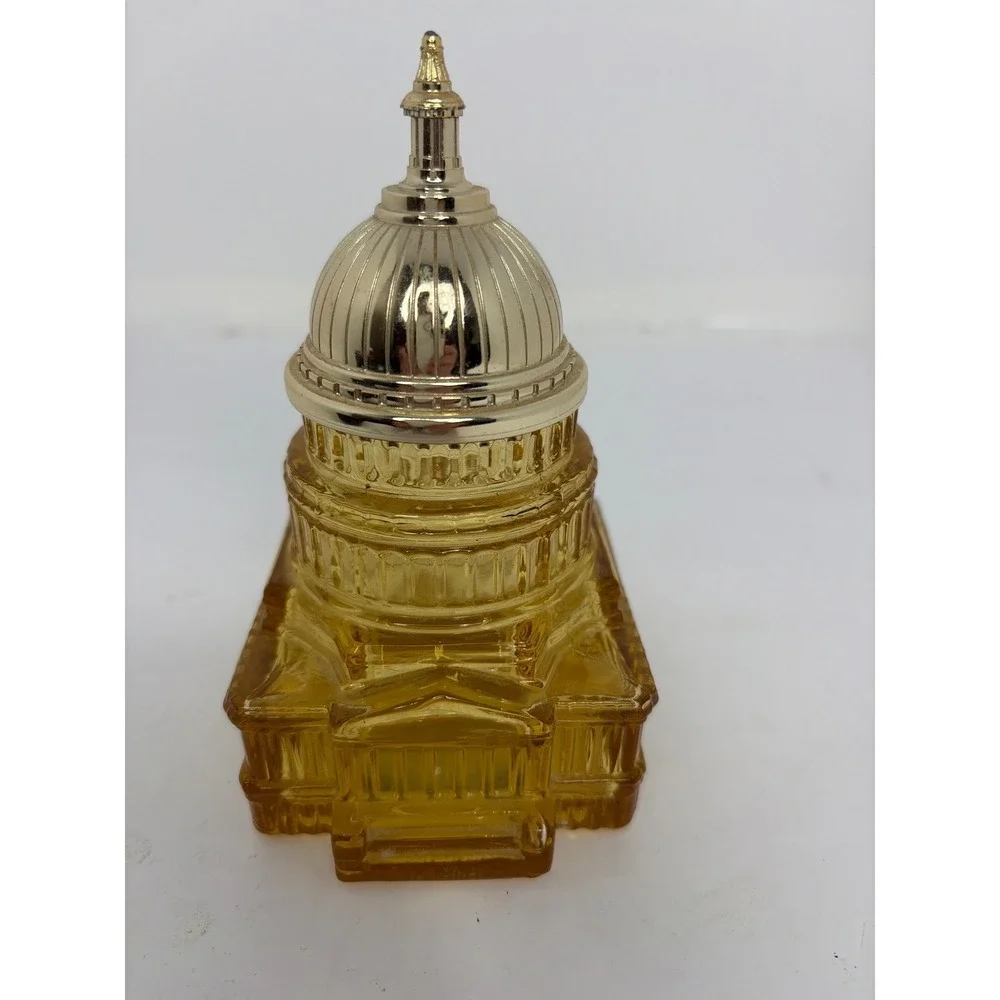 Vintage Avon The Capitol Tribute After Shave Amber Glass Bottle Decanter‎ 5oz